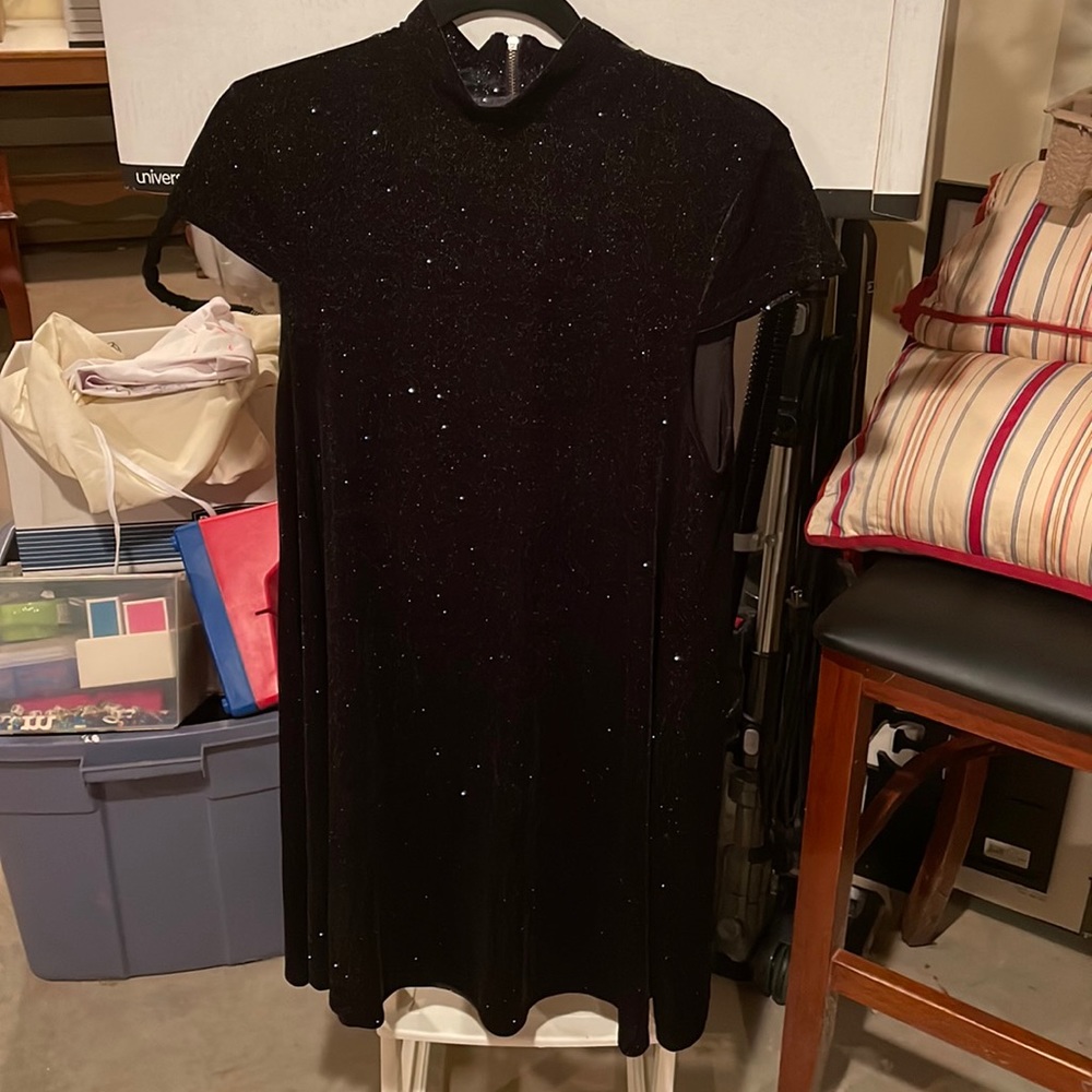 Black, sparkly, velvet dress